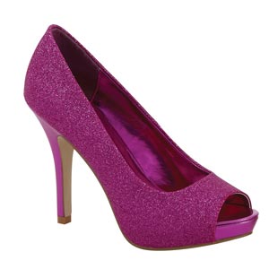 Lava Shoes Womens Mylie Fuchsia Glitter Peep/Open Toe Prom and Evening Shoes