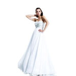 Johnathan Kayne Womens 548 White Chiffon  Prom Dresses
