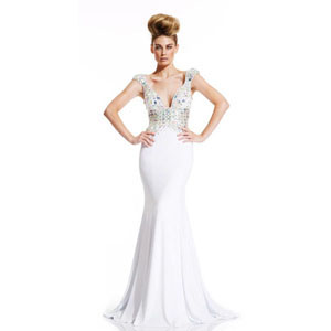 Johnathan Kayne Womens 400 White Chiffon  Prom Dresses