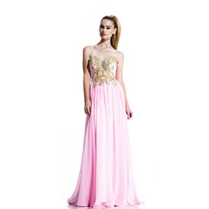 Johnathan Kayne Womens 502 PinkGold Chiffon  Prom Dresses