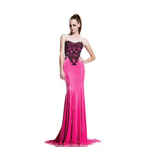 Johnathan Kayne Womens 561 HotPinkBlack Velvet  Prom Dresses