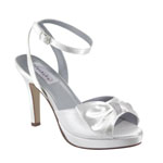 Dyeables Womens Brit White Satin Platforms Wedding Shoes