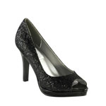 Dyeables Womens Sari  Black Glitter Pumps Prom and Evening Shoes