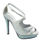 Dyeables Womens Sonya Silver Satin Platforms Prom and Evening Shoes