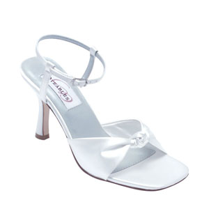 Dyeables Womens Love Knot White Satin Sandals Wedding Shoes