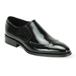 Giovanni Mens ARMO Black Leather Slip On Dress Shoes