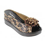 Helens Heart Womens CFW-8127-19 BrownLeopard Beaded Sandals Casual Shoes