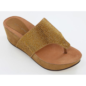 Helens Heart Womens CFW-710-1 Brown Beaded Thong Casual Shoes
