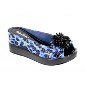 Helens Heart Womens CFW-8127-18 BlueLeopard Beaded Sandals Casual Shoes
