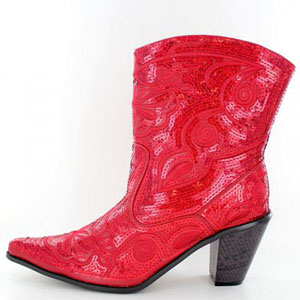 Helens Heart Womens LB-0290-11 Red Sequin Boots Casual Shoes
