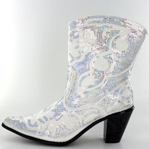 Helens Heart Womens LB-0290-11 White Sequin Boots Casual Shoes