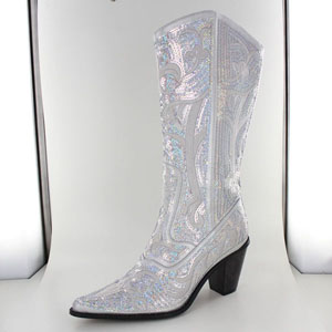 Helens Heart Womens LB-0290-12 Silver Sequin Boots Casual Shoes