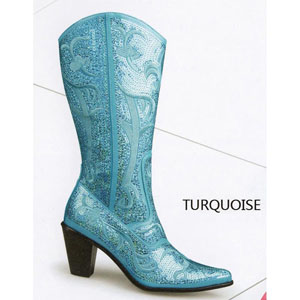 Helens Heart Womens LB-0290-12 Turquoise Sequin Boots Casual Shoes