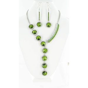 Jewelry by HH Womens NS-H003146 green Beaded   Necklaces Jewelry