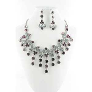 Jewelry by HH Womens NS-H005085 purple Beaded   Necklaces Jewelry