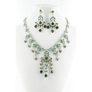 Jewelry by HH Womens NS-H1959 green Beaded   Necklaces Jewelry