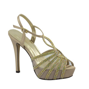 Johnathan Kayne Womens Glasgow Champagne Glitter Sandals Prom and Evening Shoes
