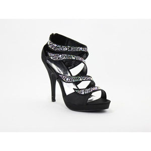 Sizzle Womens NATASHA BLACK Glitter Sandals Prom and Evening Shoes