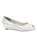 Touch Ups Womens Honey White Satin Wedge Wedding Shoes