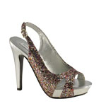 Touch Ups Womens Cinnamon Multi-Color Glitter Platforms Prom and Evening Shoes
