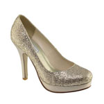 Touch Ups Womens Candice Champagne Glitter Pumps Prom and Evening Shoes