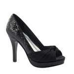 Touch Ups Womens Daphne Black Glitter Platforms Prom and Evening Shoes