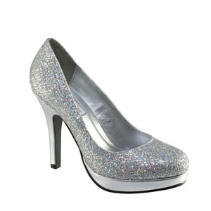 Touch Ups Womens Candice Silver Glitter Pumps Prom and Evening Shoes