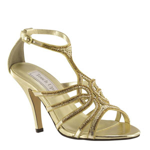 Touch Ups Womens Sally Gold Metalllic Sandals Prom and Evening Shoes