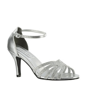 Touch Ups Womens Rapture Silver Glitter Sandals Prom and Evening Shoes