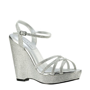 Touch Ups Womens Jaden Silver Glitter Sandals Prom and Evening Shoes