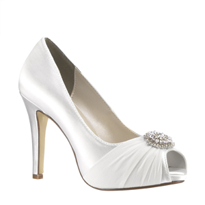 Touch Ups Womens Antonia White Satin Pumps Wedding Shoes