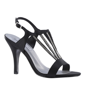 Touch Ups Womens Carmen Black Satin Sandals Prom and Evening Shoes