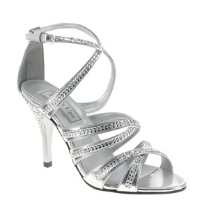 Touch Ups Womens Mitzi Silver Synthetic Sandals Prom and Evening Shoes