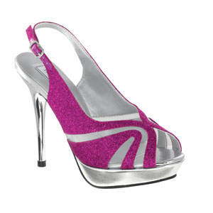Touch Ups Womens Virginia Fuchsia Glitter Platforms Prom and Evening Shoes