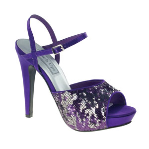 Touch Ups Womens Bev Purple Sequin Sandals Prom and Evening Shoes