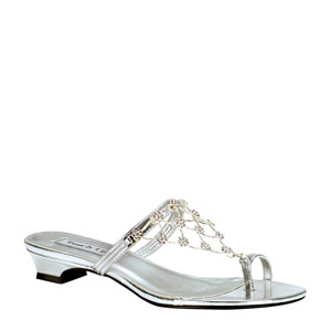 Touch Ups Womens Marcella Silver Metalllic Sandals Prom and Evening Shoes