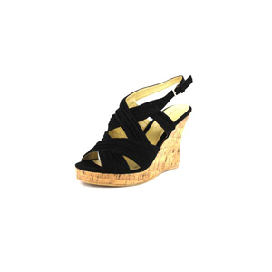 Wild Diva Womens MIRNA-114 BlackV.Suede Jersey Wedge Casual Shoes